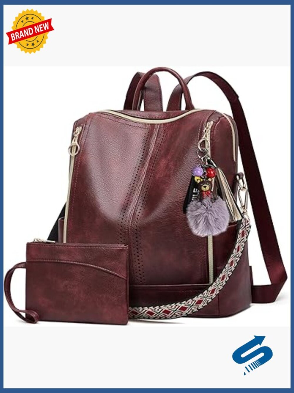 PU Leather Convertible Backpack Purse Women Travel Satchel Handbag